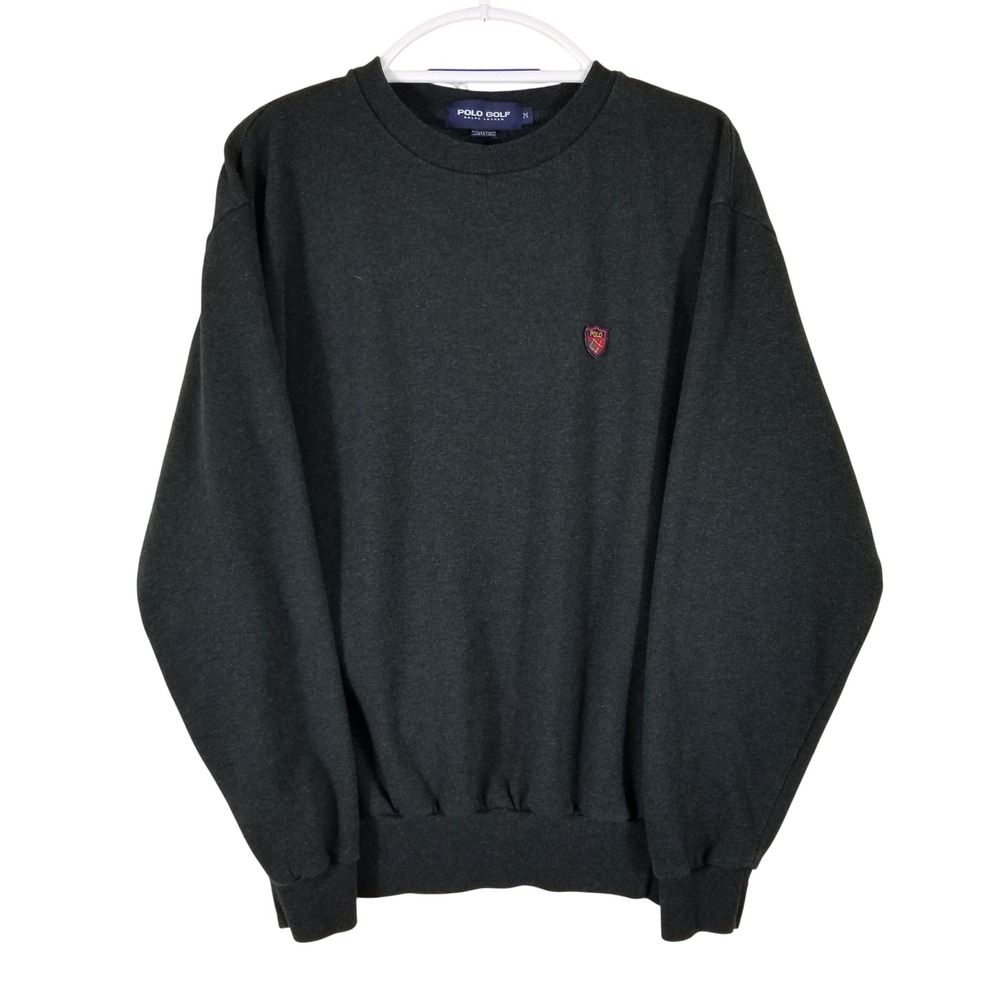 Polo Golf Ralph Lauren Mens M Crewneck Sweatshirt Charcoal Grey Crest Logo